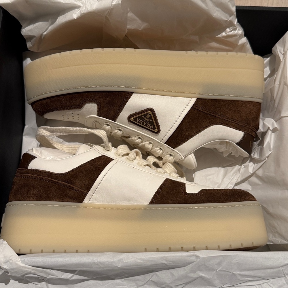 Prada Women’s White and Brown Platform Sneakers - Picture 5 of 5